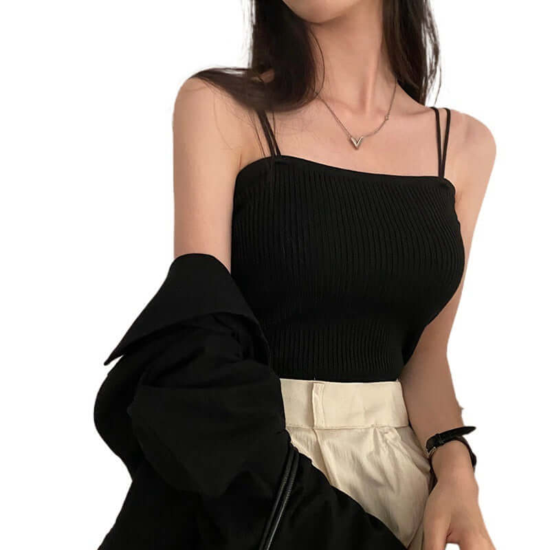 Inner Wear Outer Wear Knitted Vest Top For Women