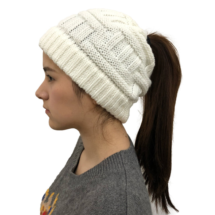 Winter Hats For WomenWinter Hats For WomenSoft Knit Ponytail Winter Hats For Women Head Circumference: Adjustable Length*Width: 21cm*20cm (Fit On Most Women) Material: Wool As you know, the different computers display colors differently, the color of the